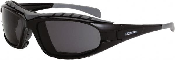 CrossFire - Smoke Lenses, Framed Safety Glasses - Anti-Fog, Black Frame, Size Universal, Wrap Around - Exact Tooling