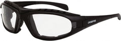 CrossFire - Clear Lenses, Framed Safety Glasses - Anti-Fog, Black Frame, Size Universal, Wrap Around - Exact Tooling