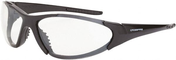 CrossFire - Clear Lenses, Framed Safety Glasses - Anti-Fog, Gray Frame, Size Universal, Wrap Around - Exact Tooling