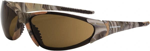 CrossFire - Brown Lenses, Framed Safety Glasses - Scratch Resistant, Brown Camouflage Frame, Size Universal, Wrap Around - Exact Tooling
