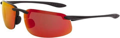 CrossFire - Red Mirror Lenses, Framed Safety Glasses - Scratch Resistant, Black Frame, Size Universal, Wrap Around - Exact Tooling