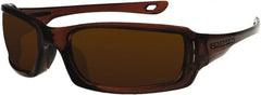 CrossFire - Silver Mirror Lenses, Framed Safety Glasses - Scratch Resistant, Crystal Brown Frame, Size Universal, Wrap Around - Exact Tooling