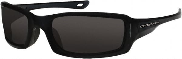 CrossFire - Smoke Lenses, Framed Safety Glasses - Scratch Resistant, Crystal Black Frame, Size Universal, Wrap Around - Exact Tooling