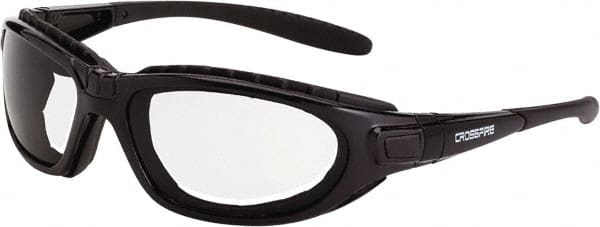 CrossFire - Clear Lenses, Framed Safety Glasses - Anti-Fog, Crystal Black Frame, Size Universal, Wrap Around - Exact Tooling