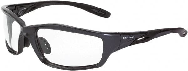 CrossFire - Clear Lenses, Framed Safety Glasses - Scratch Resistant, Gray Frame, Size Universal, Wrap Around - Exact Tooling