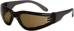 CrossFire - Brown Lenses, Framed Safety Glasses - Anti-Fog, Brown Frame, Size Universal, Wrap Around - Exact Tooling