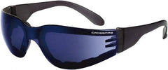 CrossFire - Blue Mirror Lenses, Framed Safety Glasses - Scratch Resistant, Black Frame, Size Universal, Wrap Around - Exact Tooling
