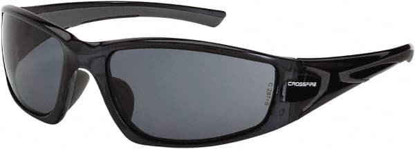 CrossFire - Smoke Lenses, Framed Safety Glasses - Scratch Resistant, Black Frame, Size Universal, Wrap Around - Exact Tooling