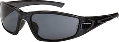 CrossFire - Smoke Lenses, Framed Safety Glasses - Scratch Resistant, Black Frame, Size Universal, Wrap Around - Exact Tooling