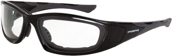 CrossFire - Clear Lenses, Framed Safety Glasses - Anti-Fog, Black Frame, Size Universal, Wrap Around - Exact Tooling