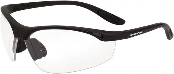 CrossFire - Clear Lenses, Framed Safety Glasses - Scratch Resistant, Matte Black Frame, Size Universal, Wrap Around - Exact Tooling
