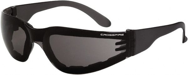 CrossFire - Smoke Lenses, Framed Safety Glasses - Anti-Fog, Black Frame, Size Universal, Wrap Around - Exact Tooling