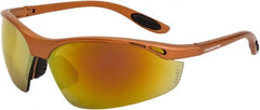 CrossFire - Red Mirror Lenses, Framed Safety Glasses - Scratch Resistant, Copper Frame, Size Universal, Wrap Around - Exact Tooling