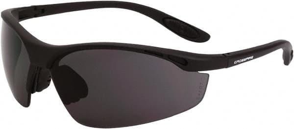 CrossFire - Smoke Lenses, Framed Safety Glasses - Scratch Resistant, Matte Black Frame, Size Universal, Wrap Around - Exact Tooling