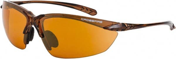 CrossFire - Copper Lenses, Framed Safety Glasses - Scratch Resistant, Crystal Brown Frame, Size Universal, Wrap Around - Exact Tooling