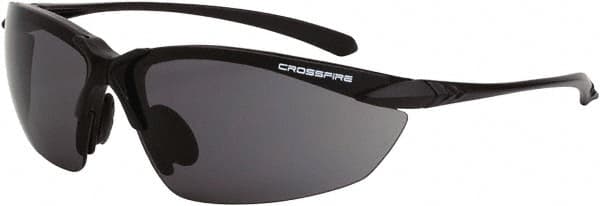 CrossFire - Smoke Lenses, Framed Safety Glasses - Scratch Resistant, Matte Black Frame, Size Universal, Wrap Around - Exact Tooling