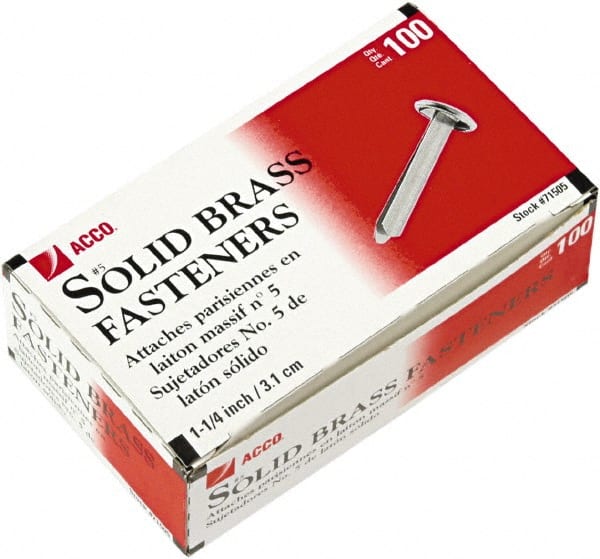 ACCO - 100 Piece Paper File Fasteners - 1-1/4" Long - Exact Tooling
