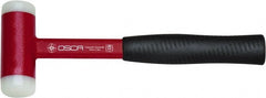 Osca - 17 oz Head 1-39/64" Face Diam Iron Dead Blow Hammer without Faces - 12" OAL, Rubber-Covered Steel Handle - Exact Tooling