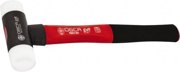 Osca - 8 oz Head 1-19/64" Face Diam Aluminum Soft Face Dead Blow Hammer with Tips - 12" OAL, Aluminum Alloy Handle with Rubber Grips - Exact Tooling