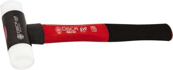 Osca - 13 oz Head 1-1/2" Face Diam Aluminum Soft Face Dead Blow Hammer with Tips - 12-39/64" OAL, Aluminum Alloy Handle with Rubber Grips - Exact Tooling