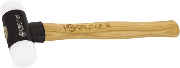 Osca - 13 oz Head 2" Face Diam Aluminum Soft Face Dead Blow Hammer with Tips - 12-39/64" OAL, Hickory Handle - Exact Tooling