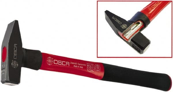 Osca - Machinist's Double Face Hammer - 14" OAL, 14" Long Aluminum Handle with Rubber Grip, 1.42" Face Diam - Exact Tooling