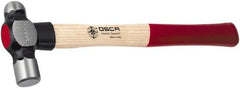 Osca - 2 Lb Head Drop Forged Carbon Steel, Heat Treated & Tempered Ball Pein Hammer - 16" Wood Handle, 1.38" Face Diam, 16" OAL - Exact Tooling