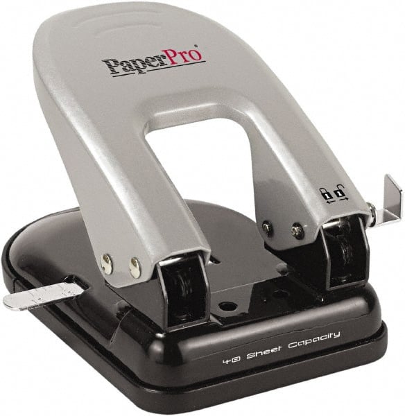 PaperPro - Paper Punches Type: 40 Sheet Manual Two Hole Punch Color: Black/Silver - Exact Tooling