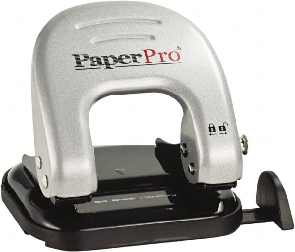 PaperPro - Paper Punches Type: 20 Sheet Manual Two Hole Punch Color: Black/Silver - Exact Tooling