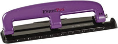 PaperPro - Paper Punches Type: 12 Sheet Manual Three Hole Punch Color: Purple/Black - Exact Tooling