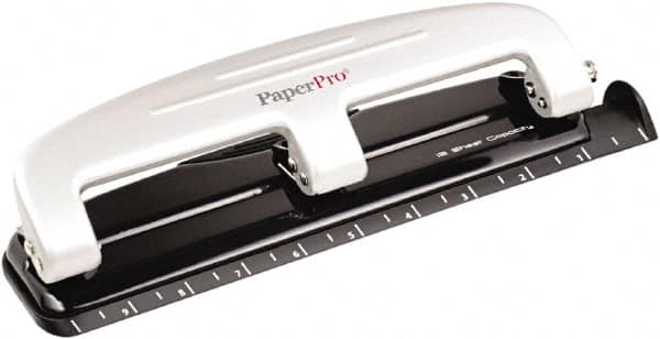 PaperPro - Paper Punches Type: 12 Sheet Manual Three Hole Punch Color: Black/Gray - Exact Tooling