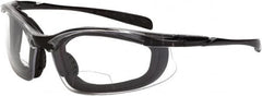 CrossFire - +2, Clear Lenses, Scratch Resistant, Framed Magnifying Safety Glasses - UV Protection, Black Frame - Exact Tooling