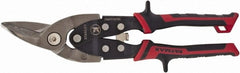 Stanley - 1-5/16" Length of Cut, Left Pattern Aviation Snip - 10" OAL, Cushion Grip Handle, Hardened Steel Blade, 18 AWG Steel Capacity - Exact Tooling
