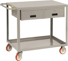 Little Giant - 1,200 Lb Capacity, 24" Wide x 54" Long x 35" High Shelf Cart - 2 Shelf, Steel, 2 Rigid/2 Swivel Casters - Exact Tooling