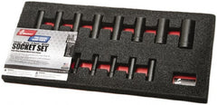 Ability One - 14 Piece 3/8" Drive Deep Well Impact Socket Set - 6 Points, 8mm to 24mm Range, Inch Measurement Standard - Exact Tooling