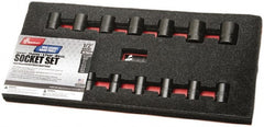 Ability One - 15 Piece 1/2" Drive Impact Socket Set - 6 Points, 10mm to 24mm Range, Metric Measurement Standard - Exact Tooling