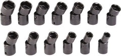Proto - 13 Piece 1/2" Drive Black Finish Impact Socket Set - 6 Points, 1/2" to 1-1/4" Range, Inch Measurement Standard - Exact Tooling