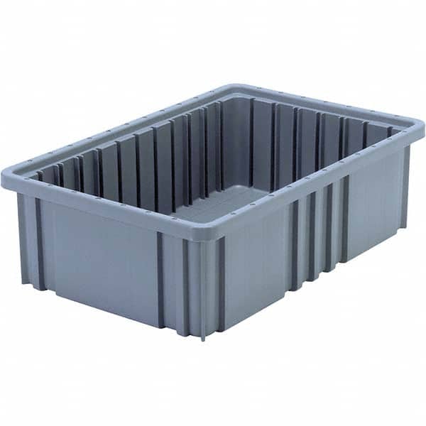 Quantum Storage - 40 Lb Load Capacity Gray Polypropylene Dividable Container - Stacking, 5" Long x 10.9" Wide x 16-1/2" High - Exact Tooling