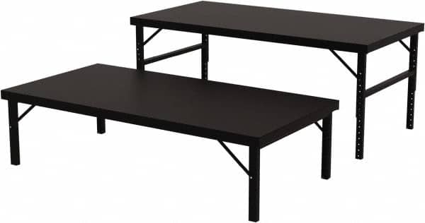 Valley Craft - 48 Wide x 96" Deep x 28" High, Steel Work Table - 14 Gauge Stainless Steel Top, Adjustable Height Legs, Gray - Exact Tooling