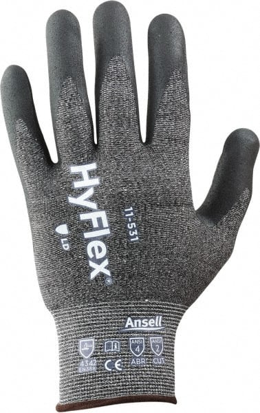 Ansell - Size 2XL (11), ANSI Cut Lvl 2, Puncture Lvl 4, Abrasion Lvl 4, Silicone-Free Nitrile Coated Cut & Puncture Resistant Gloves - 10.63" Long, Palm & Fingertips Coated, Knit Wrist, Black, Paired - Exact Tooling
