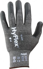Ansell - Size M (8), ANSI Cut Lvl 2, Puncture Lvl 4, Abrasion Lvl 4, Silicone-Free Nitrile Coated Cut & Puncture Resistant Gloves - 9.5" Long, Palm & Fingertips Coated, Knit Wrist, Black, Paired - Exact Tooling