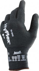 Ansell - Size L (9), ANSI Cut Lvl 4, Abrasion Lvl 4, Silicone-Free Nitrile Coated Cut Resistant Gloves - 9.75" Long, Palm & Fingertips Coated, Knit Wrist, Gray, Paired - Exact Tooling