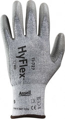 Ansell - Size 2XL (11), ANSI Cut Lvl 2, Abrasion Lvl 6, Polyurethane Coated Cut Resistant Gloves - 10.03" Long, Palm & Fingertips Coated, Intercept Technology Yarn Lining, Knit Wrist, Silver, Paired - Exact Tooling