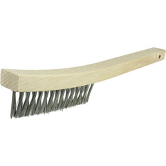 V-Groove Hand Wire Scratch Brush, .012 Stainless Steel Fill, Curved Handle, 3 × 19 Rows - Exact Tooling