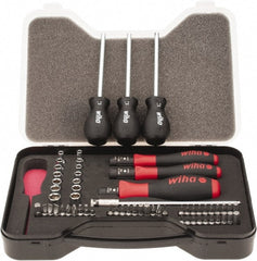 Wiha - 59 Piece, 1/4" Drive Screwdriver Vario Set - #0, #1 & #2 Phillips, 0.05 to 1/4" Hex, 1.5 to 6mm Hex, T5 to T30 Torx, #1 & #2 Pozidriv, #1 to #3 Square Recess, 4.5, 5.5 & 6mm Slotted - Exact Tooling