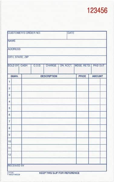 Adams Business Forms - 50 Sheet, 4-3/16 x 7-3/16", Sales Order Book - White - Exact Tooling