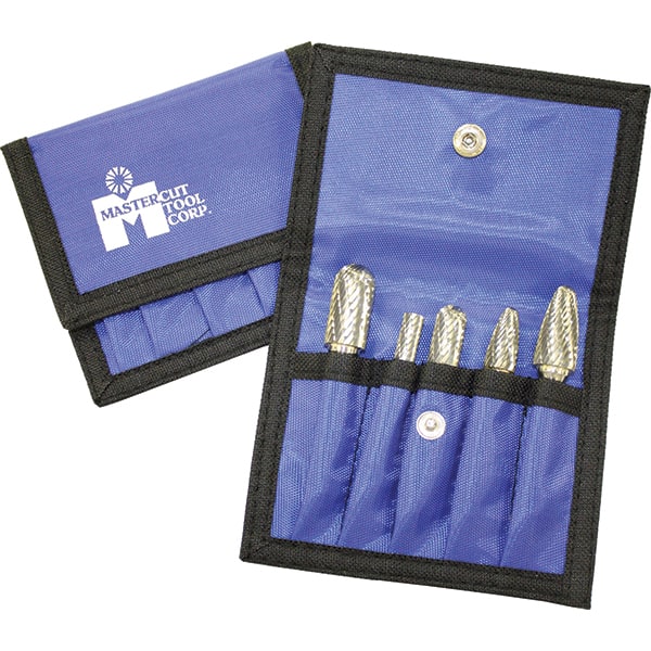Made in USA - 3 Piece, 6mm Shank Burr Set - Multiple Head Shapes, Solid Carbide, 6° Included Angle - Exact Tooling