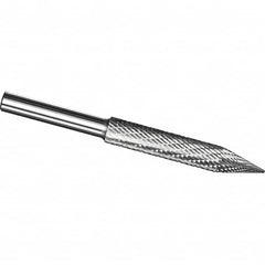 Made in USA - 6mm Cut Diam, 0.2362" Shank Diam, Cone Head Tire Cut Burr - Carbide, 50mm LOC, 75mm OAL - Exact Tooling