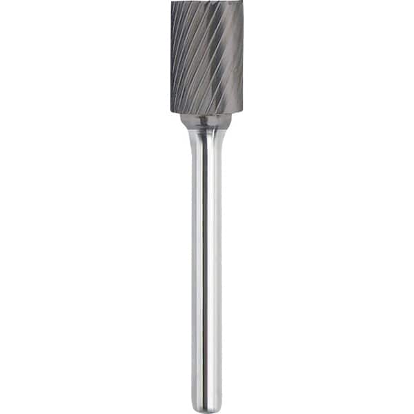 Made in USA - 8mm Cut Diam, 0.2362" Shank Diam, Carbide Single Cut Cylinder Burr with End Cut - Exact Tooling