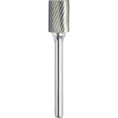 Made in USA - 1" Cut Diam, 0.2362" Shank Diam, Cylinder with End Cut Head Single Cut Burr - Carbide, 25mm LOC, 70mm OAL - Exact Tooling